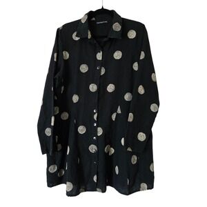 Snapdragon & Twig Womens L Black Linen Lagenlook‎ Tunic Top Art To Wear